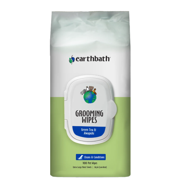 EARTHBATH GROOMING WIPES GREEN TEA 100ct