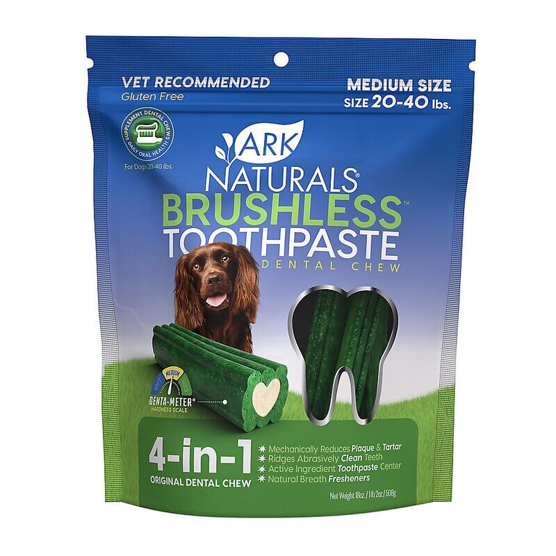 ARK NATURALS BRUSHLESS TOOTHPASTE DENTAL CHEWS 18oz - MEDIUM