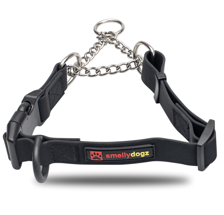 SMELLYDOGZ ADJUSTABLE MARTINGALE COLLAR BLACK 1&quot; WIDE LARGE