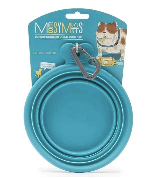 MESSY MUTTS COLLAPSIBLE BOWL BLUE MED