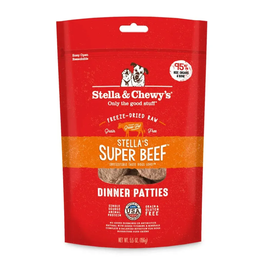 STELLA &amp; CHEWY DOG FREEZE DRIED DINNER PATTIES SUPER BEEF 5.5oz/156g