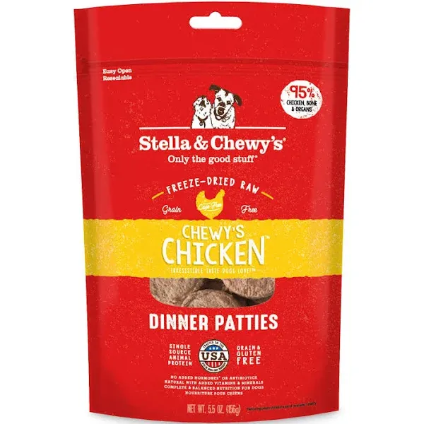 STELLA &amp; CHEWY DOG FREEZE DRIED DINNER PATTIES CHICKEN 5.5oz/156g