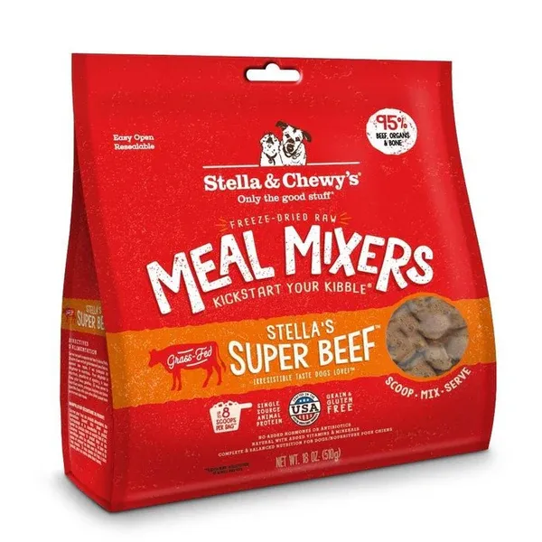 STELLA &amp; CHEWY DOG FREEZE DRIED MEAL MIXERS SUPER BEEF 18oz/510g