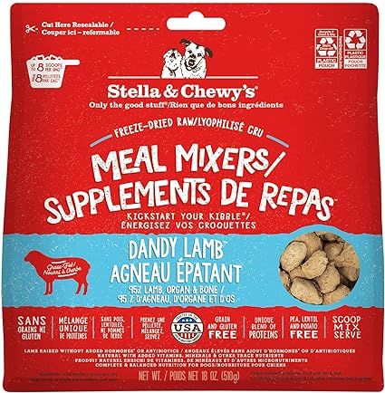 STELLA &amp; CHEWY DOG FREEZE DRIED MEAL MIXERS DANDY LAMB 18oz/510g