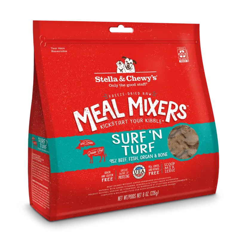 STELLA &amp; CHEWY DOG FREEZE DRIED MEAL MIXERS SURF &amp; TURF 8oz/226g
