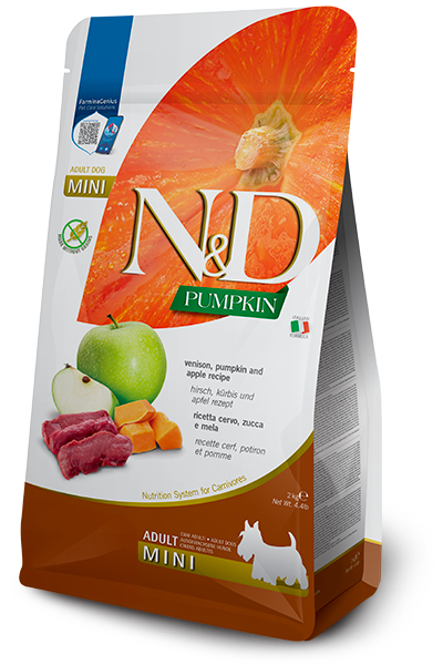 FARMINA N&amp;D DOG PUMPKIN VENISON &amp; APPLE MINI 4.4lb/2kg