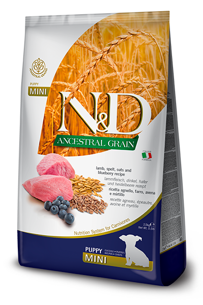 FARMINA N&amp;D PUPPY ANCESTRAL GRAIN LAMB BLUEBERRY MINI 5.5lb/2.5kg
