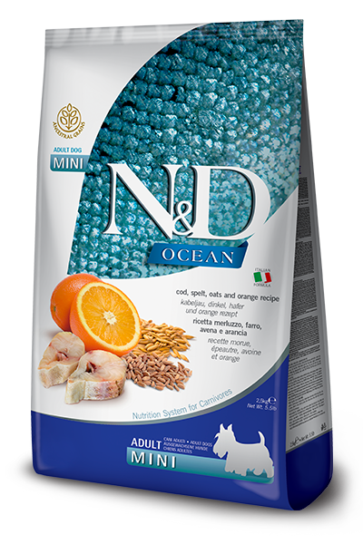 FARMINA N&amp;D DOG ANCESTRAL GRAIN OCEAN COD &amp; ORANGE MINI 5.5lb/2.5kg