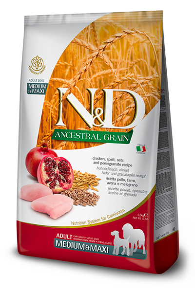 FARMINA N&amp;D DOG ANCESTRAL GRAIN CHICKEN &amp; POMEGRANATE MED/MAX 26.4lb/12kg