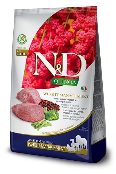 FARMINA N&amp;D DOG QUINOA WEIGHT MANAGEMENT LAMB 15.4lb/7kg