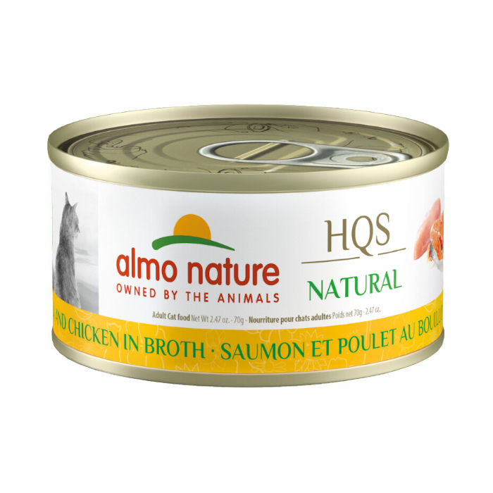 ALMO CAT HQS NATURAL SALMON &amp; CHICKEN IN BROTH 2.47oz/70g