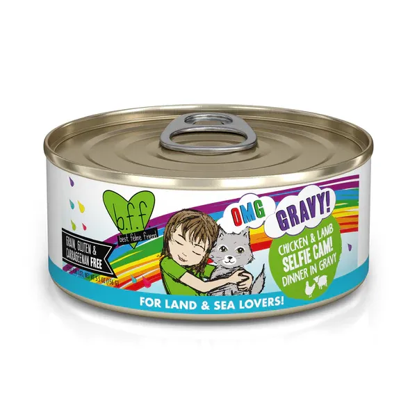 WERUVA BFF CAT OMG GRAVY CHICKEN &amp; LAMB &#39;LAND &amp; SEA&#39; DINNER IN GRAVY 5.5oz/155g