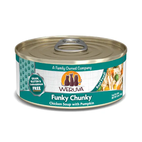 WERUVA CLASSIC CAT &#39;FUNKY CHUNKY&#39; CHICKEN SOUP WITH PUMPKIN 5.5oz/155g