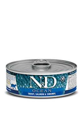 FARMINA N&amp;D CAT OCEAN TROUT, SALMON &amp; SHRIMP 2.5oz/70g