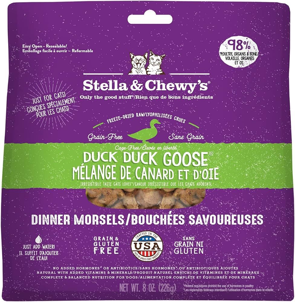 STELLA &amp; CHEWY CAT FREEZE DRIED DUCK DUCK GOOSE DINNER MORSELS 8oz/226g 