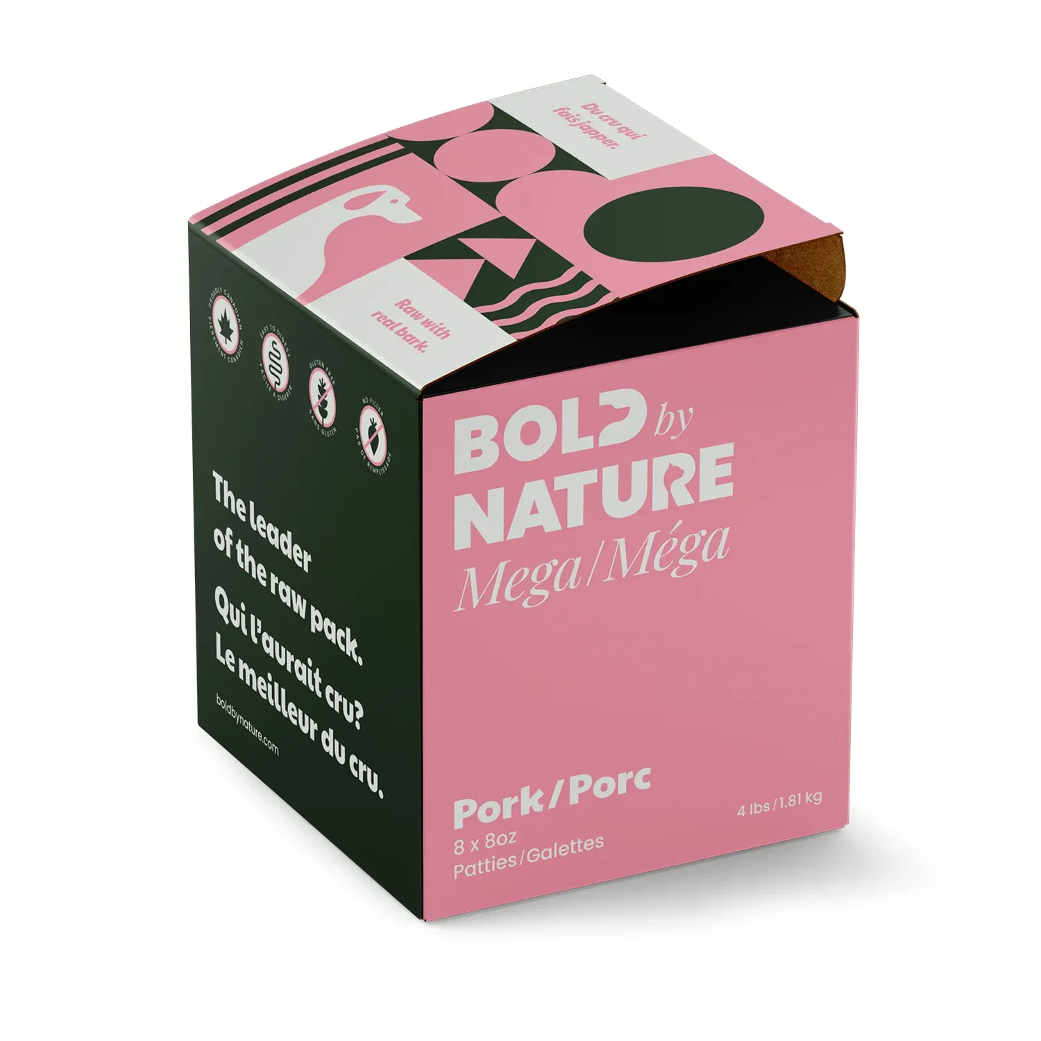 BOLD BY NATURE DOG MEGA PORK PATTIES 4lb/1.8kg