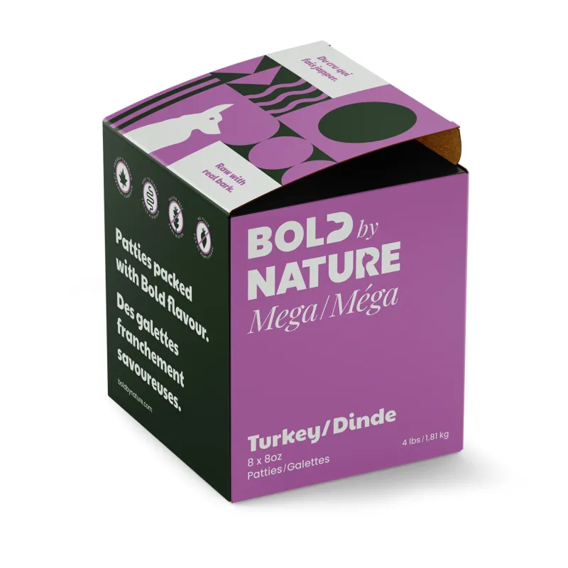 BOLD BY NATURE DOG MEGA TURKEY PATTIES 4lb/1.8kg