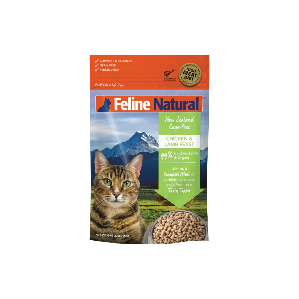 FELINE NATURAL FREEZE DRIED CHICKEN &amp; LAMB FEAST 11oz/320g