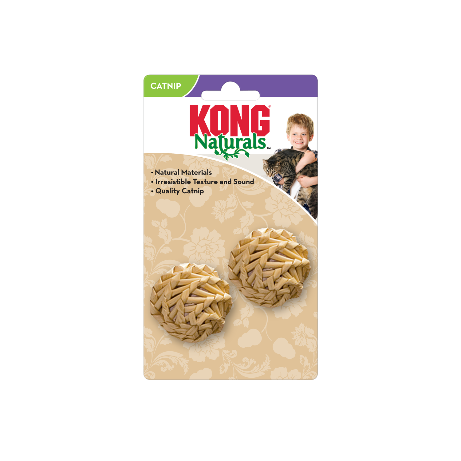 KONG CAT NATURALS STRAW BALL 2pk