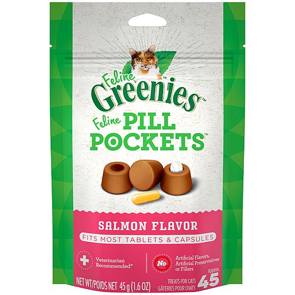 GREENIES FELINE PILL POCKETS SALMON 45 CAPSULES 1.6oz/45g
