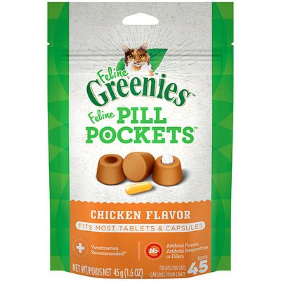 GREENIES FELINE PILL POCKETS CHICKEN 45 CAPSULES 1.6oz/45g