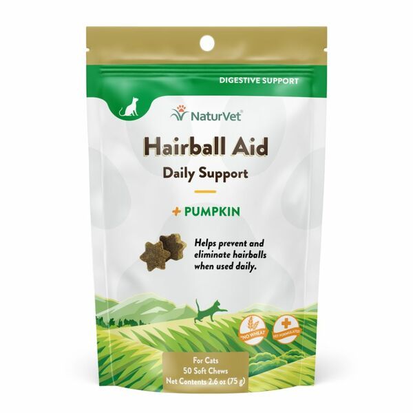 NATURVET CAT SOFT CHEWS HAIRBALL AID PLUS PUMPKIN 50ct