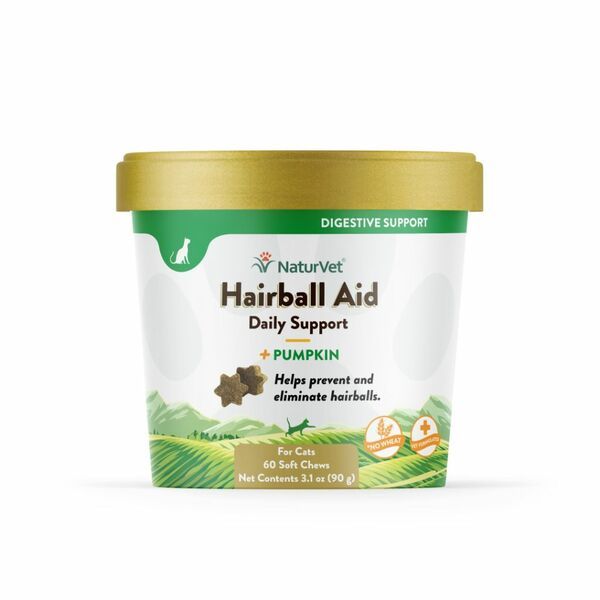 NATURVET CAT SOFT CHEW HAIRBALL PLUS PUMPKIN 60ct