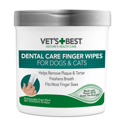 VET&#39;S BEST DENTAL DOG &amp; CAT FINGER WIPES 50ct