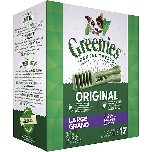 GREENIES DOG DENTAL TREATS ORIGINAL LARGE 17ct 27oz/765g
