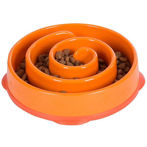 OUTWARD HOUND FUN FEEDER SLO-BOWL ORANGE CORAL MEDIUM