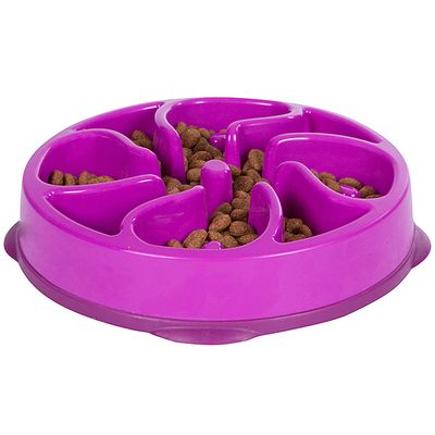 OUTWARD HOUND FUN FEEDER SLO-BOWL FLOWER PURPLE MEDIUM