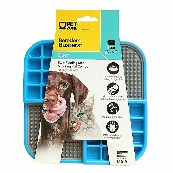 PET ZONE BOREDOM BUSTERD DUO LICK MAT BLUE