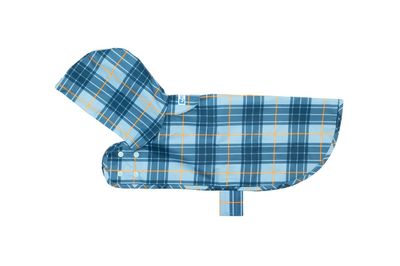 RC PETS PACKABLE RAIN PANCHO BLUE PLAID X-SMALL - 11&quot;