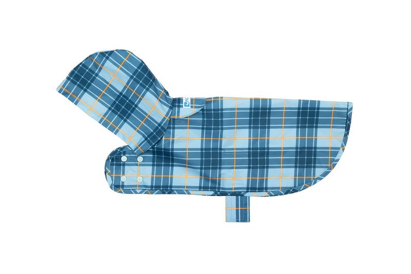 RC PETS PACKABLE RAIN PANCHO BLUE PLAID LARGE - 21&quot;