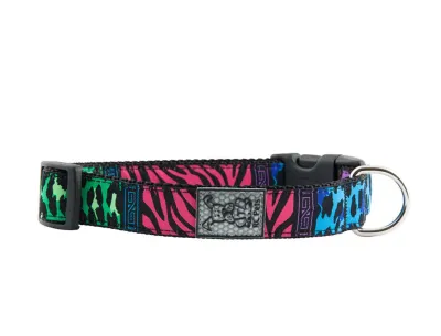 RC PETS CLIP COLLAR BACK TO THE WILD 1&quot; WIDE LARGE 15&quot;-25&quot; - DISCONTINUED PATTERN