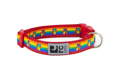 RC PETS CLIP COLLAR RAINBOW PAWS 5/8&quot; WIDE X-SMALL 7&quot;-9&quot;