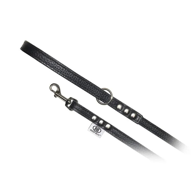 BUDDY BELT LEATHER LEASH BLACK 1/2&quot; X 4&#39;