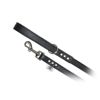 BUDDY BELT LEATHER LEASH BLACK 3/4&quot; X 4&#39;