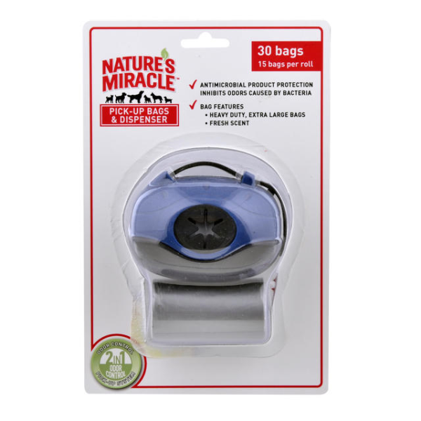 NATURE&#39;S MIRACLE OVAL DISPENSER WITH BLUE BAGS