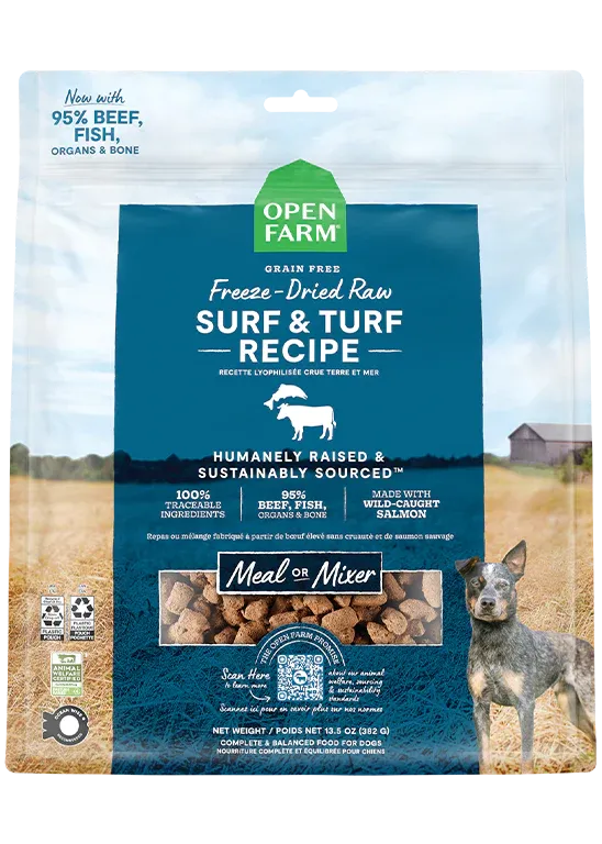 OPEN FARM DOG FREEZE DRIED SURF &amp; TURF MORSELS 13.5oz/383g