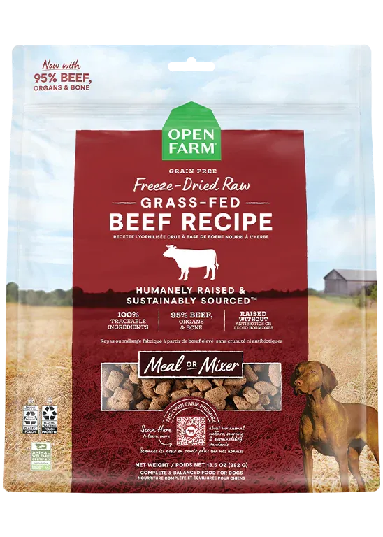 OPEN FARM DOG FREEZE DRIED GRASS FED BEEF MORSELS 22oz/624g