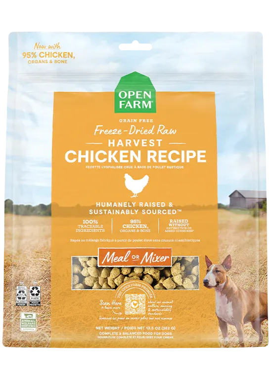 OPEN FARM DOG FREEZE DRIED HARVEST CHICKEN MORSELS 13.5oz/383g