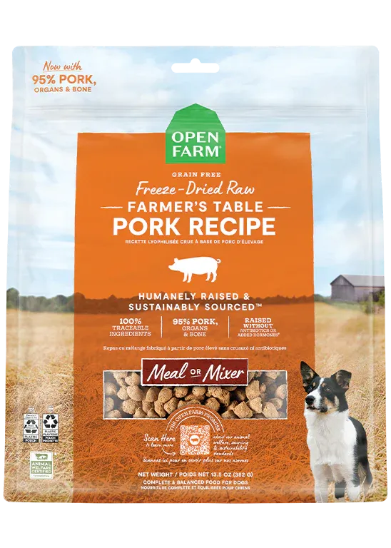 OPEN FARM DOG FREEZE DRIED FARMERS TABLE PORK MORSELS 22oz/624g