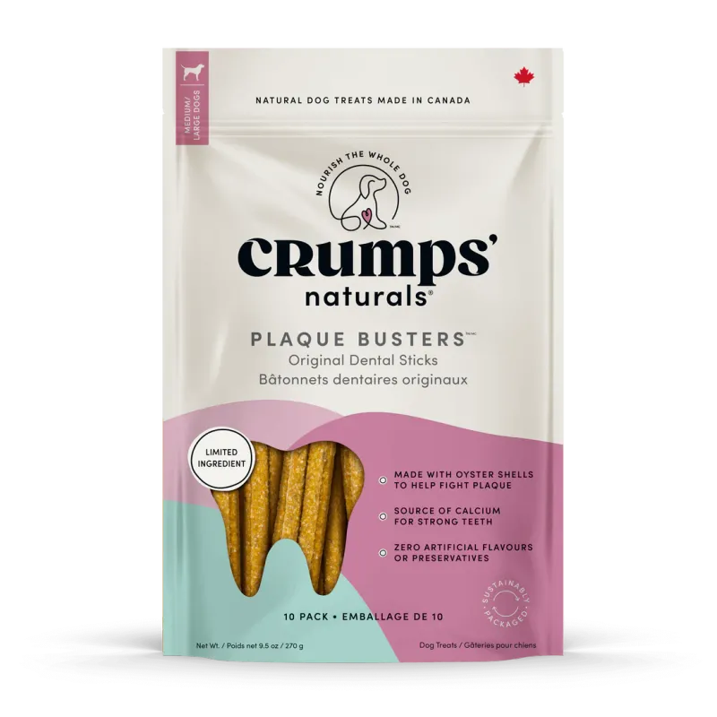 CRUMPS ORIGINAL PLAQUE BUSTERS MEDIUM/LARGE BREED 7&quot; 10pk
