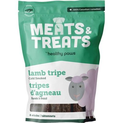 HEALTHY PAWS MEATS &amp; TREATS COLD SMOKED TRIPE STICKS LAMB 8pk