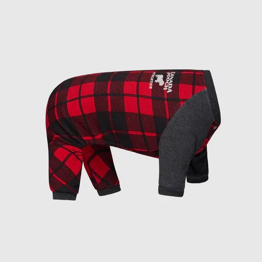 CANADA POOCH FROSTY FLEECE SWEATSUIT RED PLAID SIZE 8