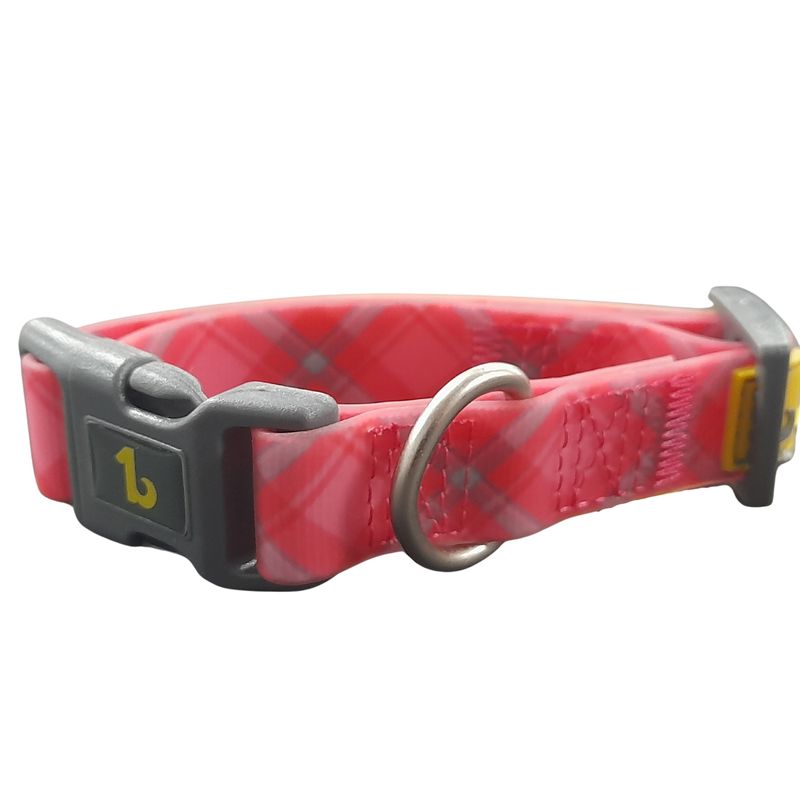BEONEBREED SILICONE COLLAR PINK PLAID SMALL 7&quot;-11&quot;
