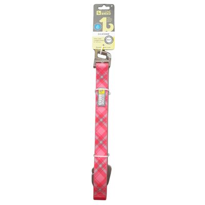 BEONEBREED PINK PLAID SILICONE LEASH 1&quot;x5&#39;