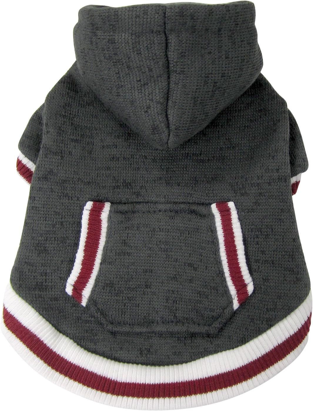 FOUFOU DOG KNIT HOODY CHARCOAL X-SMALL - 8&quot;