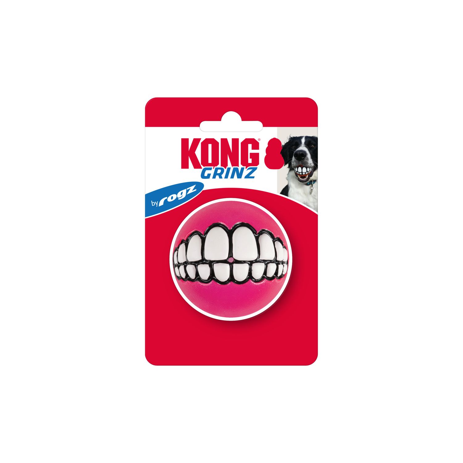 KONG GRINZ TREAT BALL BY ROGZ ASSORTED MEDIUM 2.4&quot;